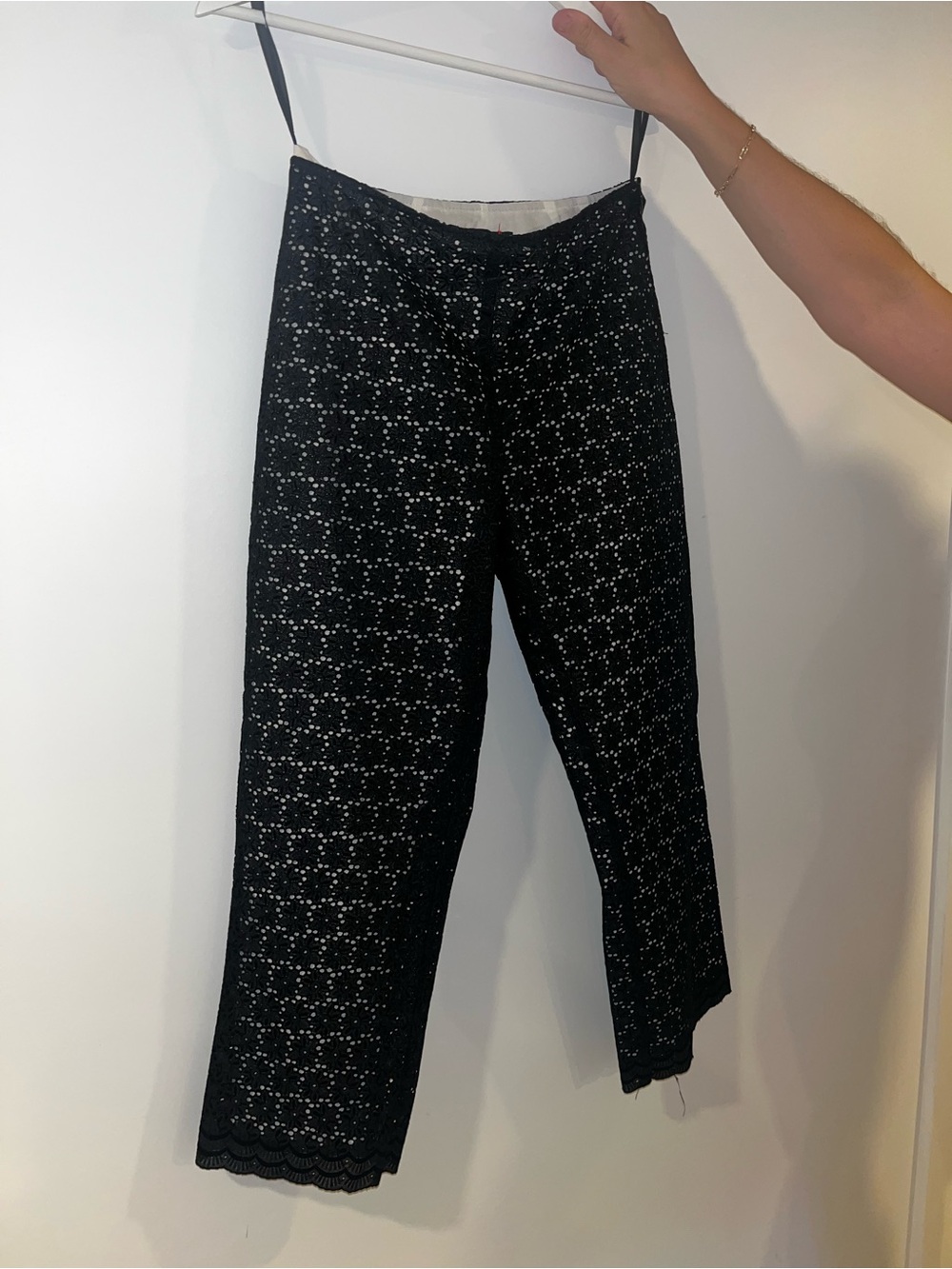 INC International Concepts Black Eyelet Cropped Pants
